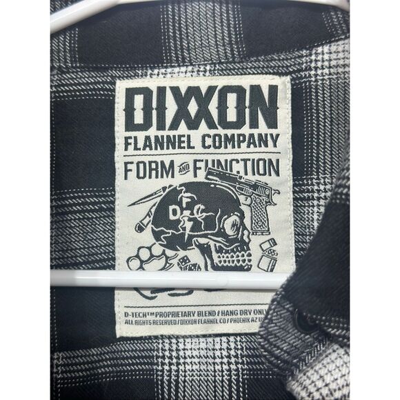 NWOT DIXXON Mickey Black & White Plaid Flannel Button Up Shirt Men's Medium - Picture 5 of 11
